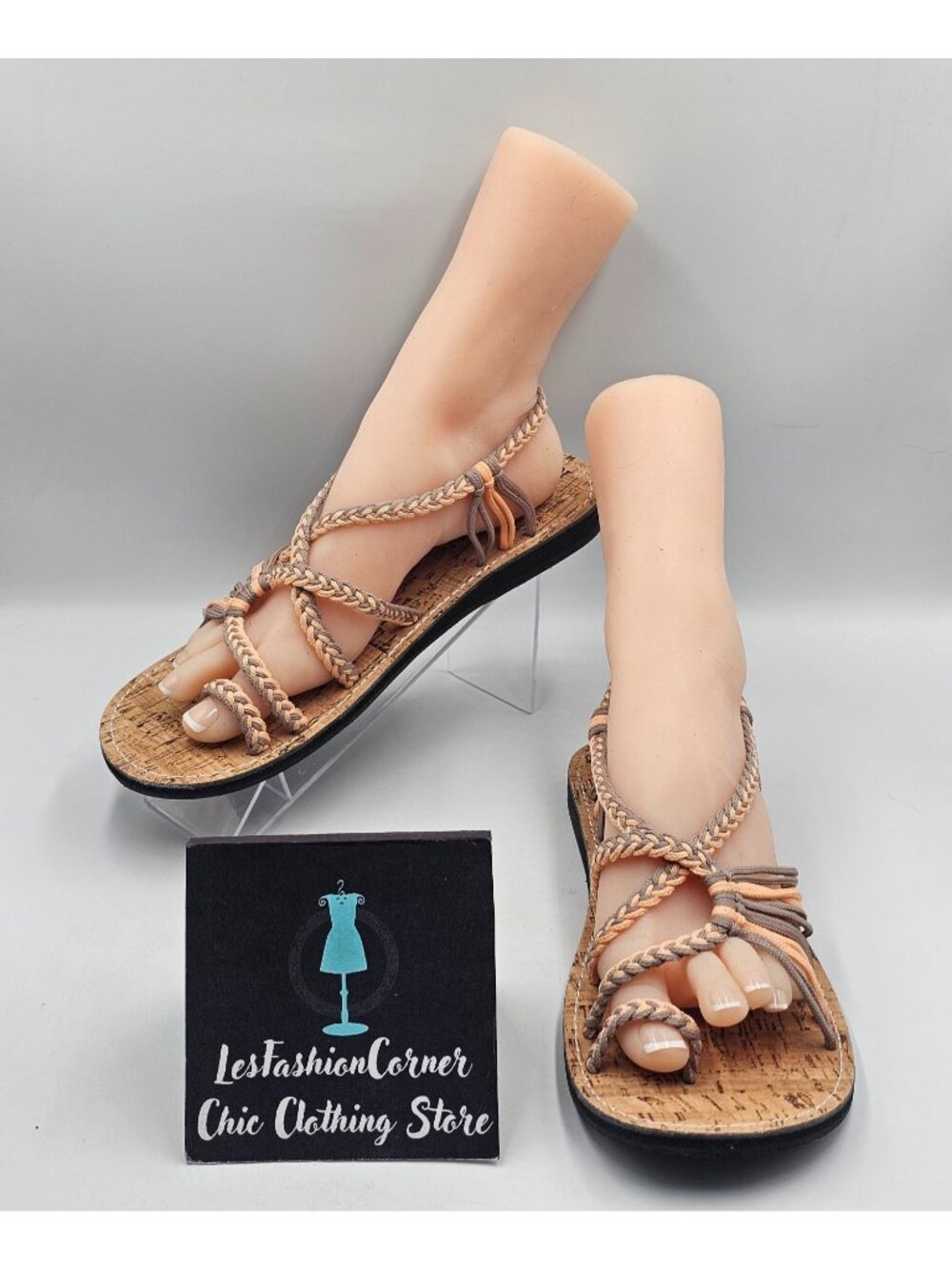 NWT Plaka Women's Multicolor Handwoven Braided Rope Cork Sole Sandals Sz 10 3716